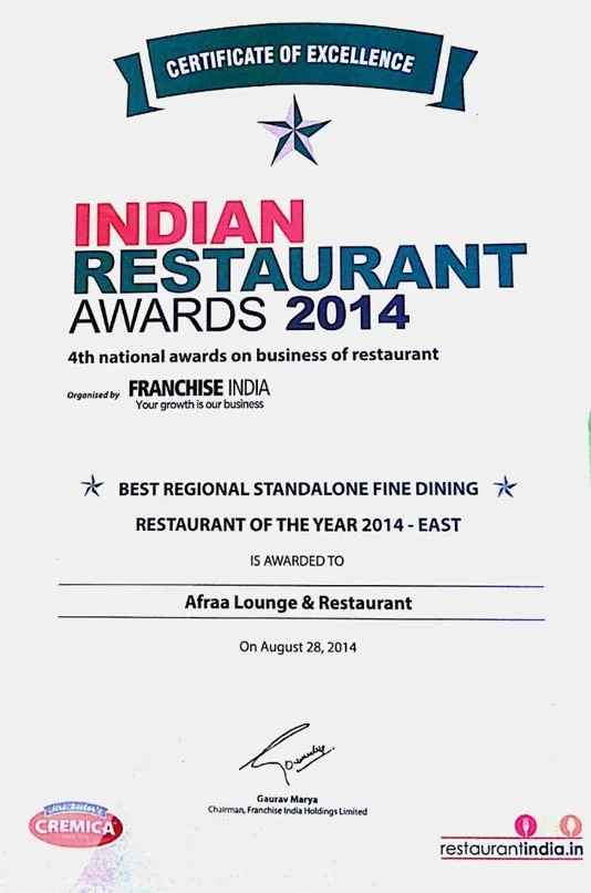 Best Regional Standalone Fine Dining Restaurant Afraa