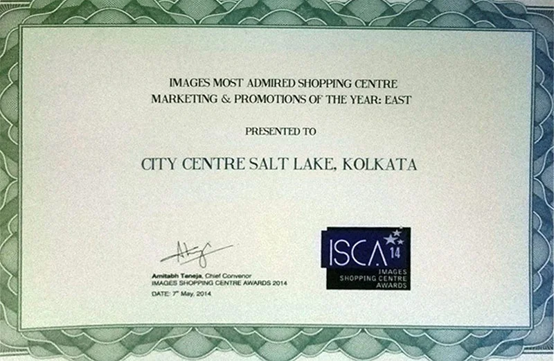 Most Admired Shopping Centre of the Year City Centre Salt Lake