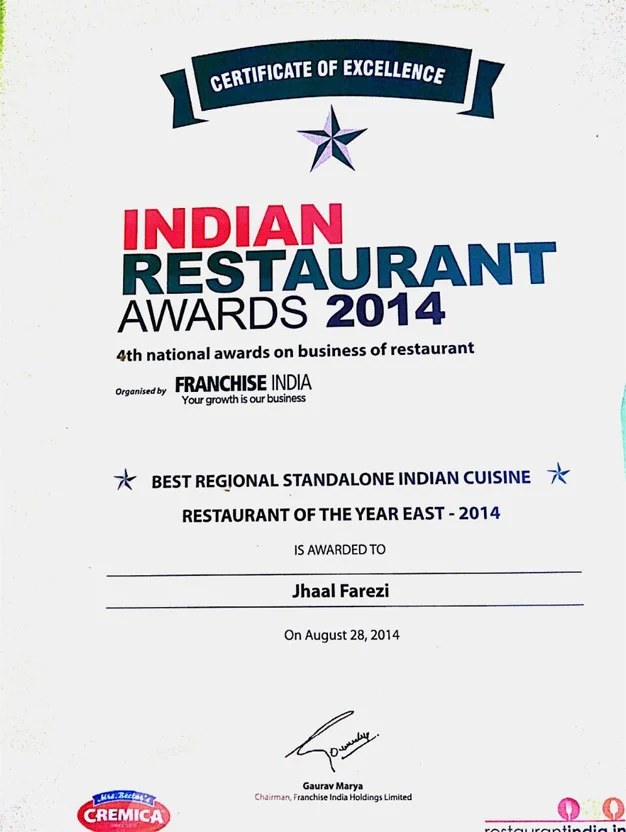 Best Regional Standalone Indian Cuisine Restaurant Jhaal Farezi