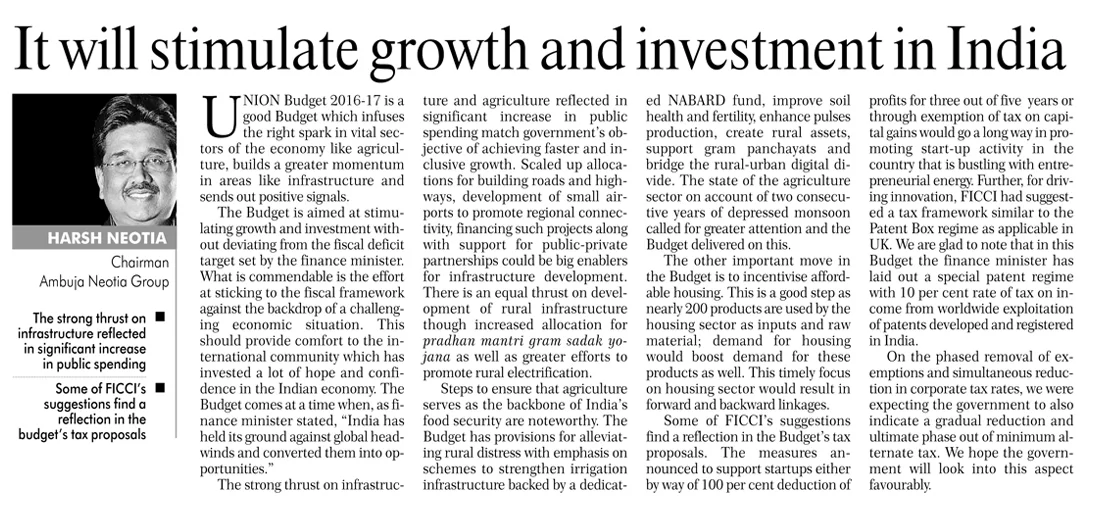 It will stimulate growth and investment in India