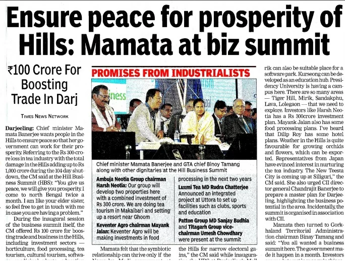 Ensure peace for prosperity at Hills – Mamata Banerjee