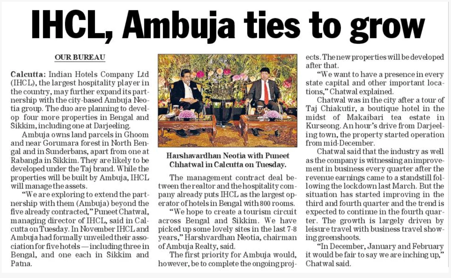 IHCL, Ambuja tiles to grow – The Telegraph
