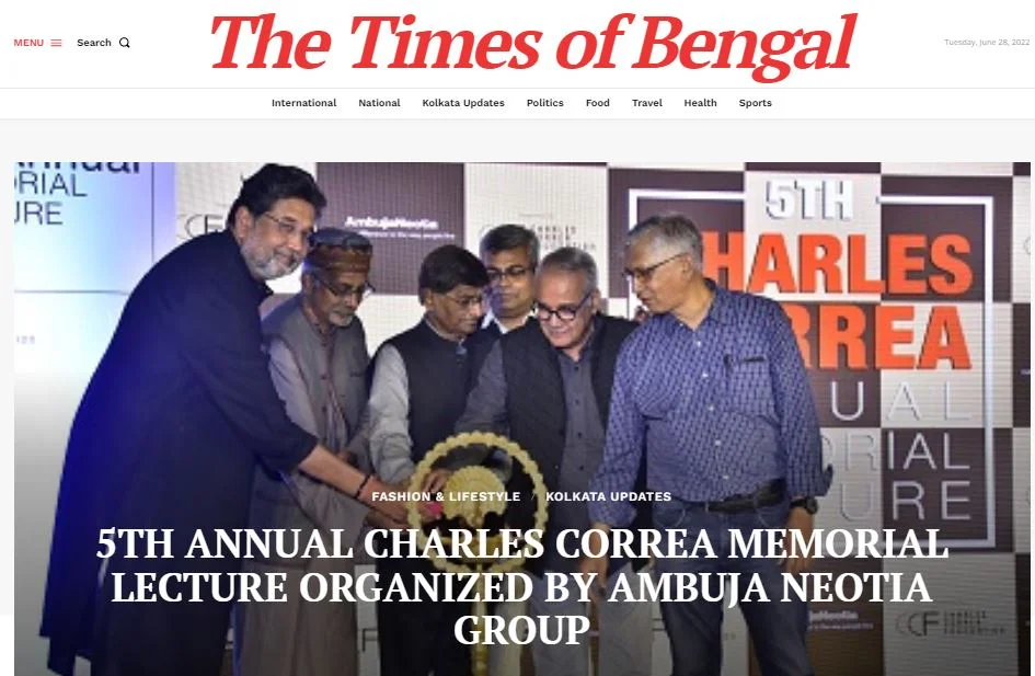 5TH ANNUAL CHARLES CORREA MEMORIAL LECTURE ORGANIZED BY AMBUJA NEOTIA GROUP ~ The Times Of Bengal
